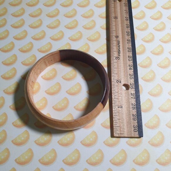 Wooden Two Tone Handcrafted Bracelet Natural Finish Women Beach Core Bangle - Picture 3 of 4